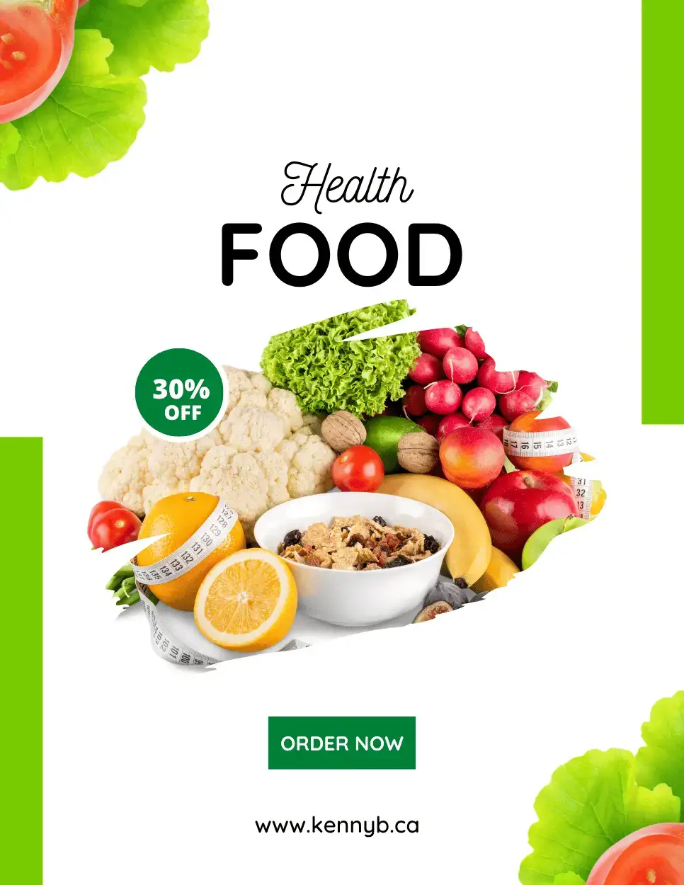 Healthy food promotional graphic design example
